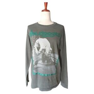 Daydreamer The Stooges Iggy Pop Long Sleeve Tee Charcoal Green Glitter XS